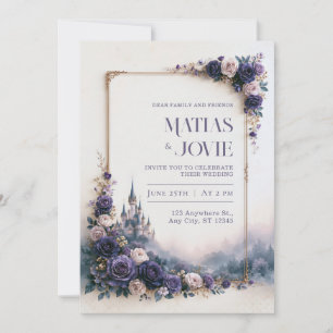 Invitation Mariage cadre Château Rose Lavande