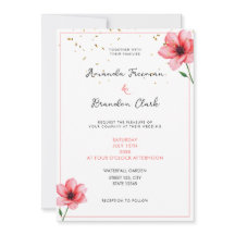Mariage Cadre de Confettis Floraux Rose Foncé Chic