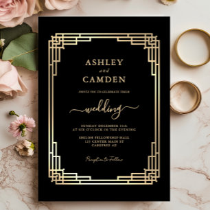 Invitation Mariage Cadre Doré Luxe Vintage