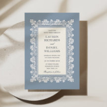 Mariage cadre en dentelle bleu français