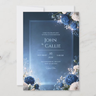 Invitation Mariage Cadre Floral Éclat de Saphir