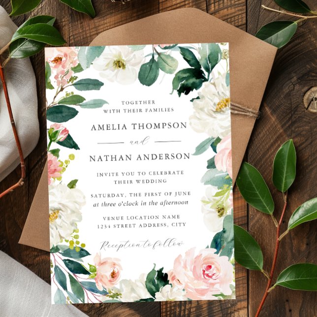 Invitation Mariage Cadre Floral Fardé (Créateur téléchargé)