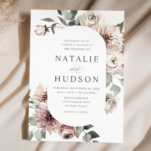 Invitation Mariage cadre floral hivernal délicat