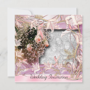Invitation Mariage Cadre Floral Photo Rose