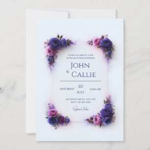 Invitation Mariage Cadre Floral Teinte Violette