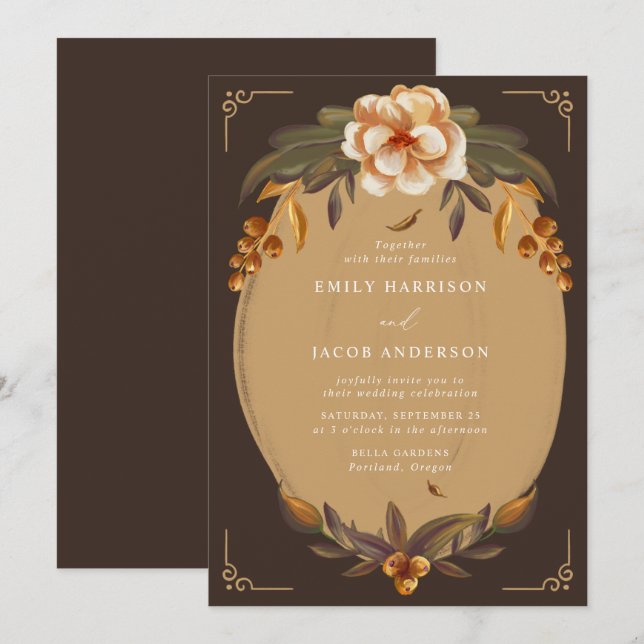 Invitation Mariage Cadre Floral Vintage (Devant / Derrière)