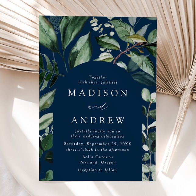 Invitation Mariage Cadre Naval à Verdure Abondante (Créateur téléchargé)