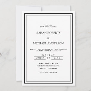 Invitation Mariage cadre noir minimal simple moderne