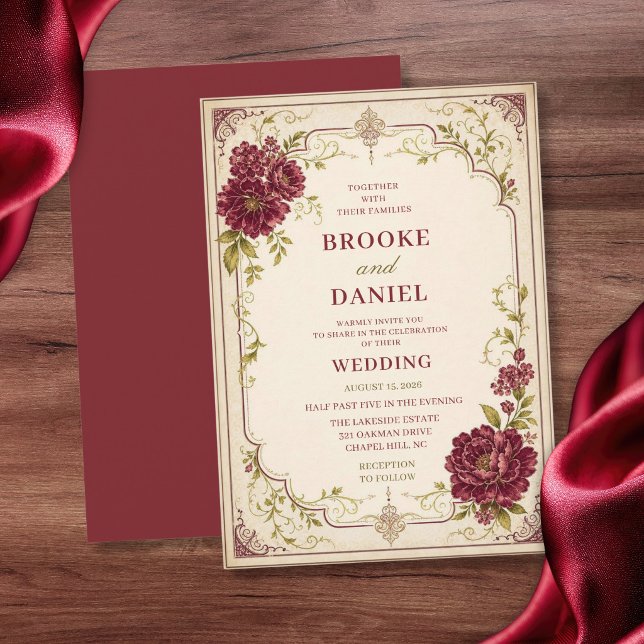 Invitation Mariage Cadre Orné de Bourgogne (Créateur téléchargé)
