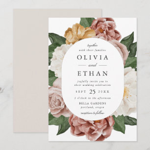 Invitation Mariage Cadre Ovale Floral de Jardin Vintage