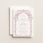 Invitation Mariage Cadre Victorien Rouge Vin<br><div class="desc">Élégant cadre inspiré de l'époque victorienne rouge vin,  invitation de mariage. Caractéristiques du modèle,  typographie tendance avec détails au verso.</div>