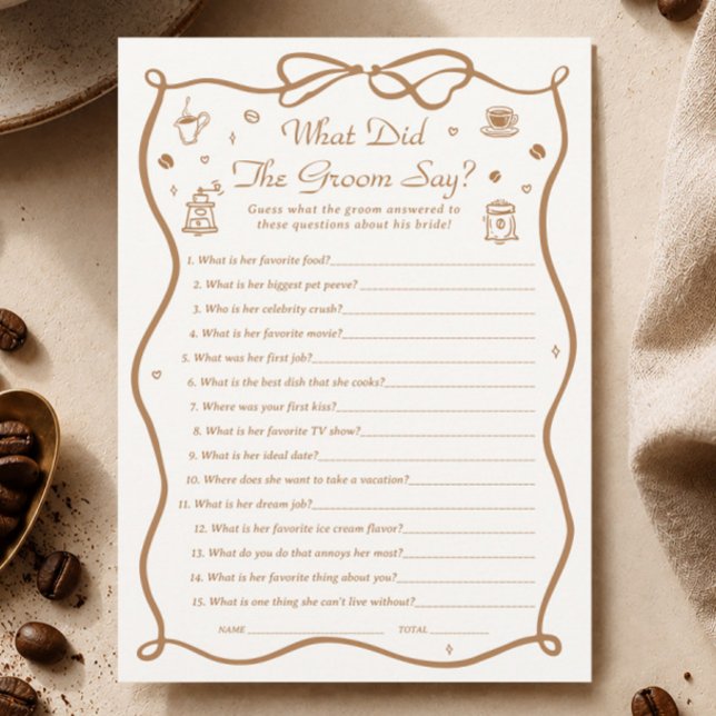 Invitation Mariage Café : Que dit le marié ? Jeu (Créateur téléchargé)