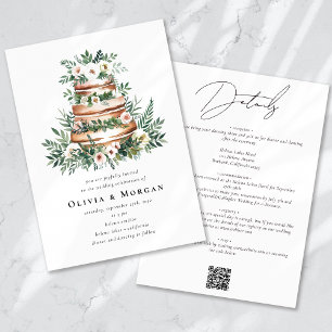 Invitation Mariage Cake Romantique Script QR Code Mariage
