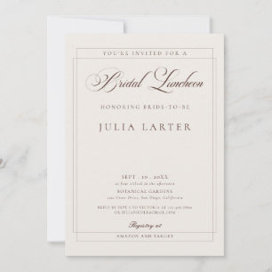 Invitation Mariage calligraphié brun ivoire classique déjeune
