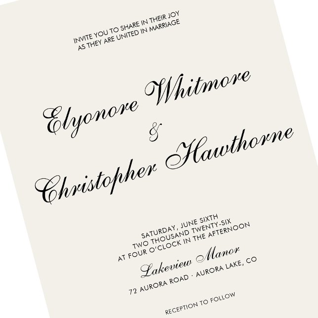 Invitation Mariage Calligraphié Classique et Intemporel en Iv (Créateur téléchargé)