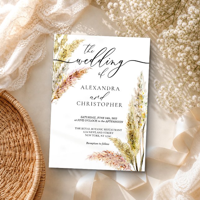 Invitation Mariage calligraphié de signature de feuille d'aqu (Créateur téléchargé)