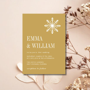 Invitation Mariage Calligraphie Flocon de Neige Minimaliste O