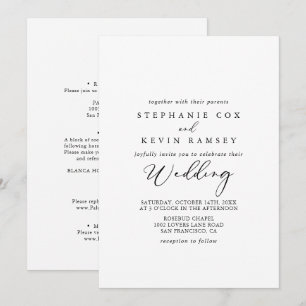 Invitation Mariage calligraphié idyllique et élégant recto et