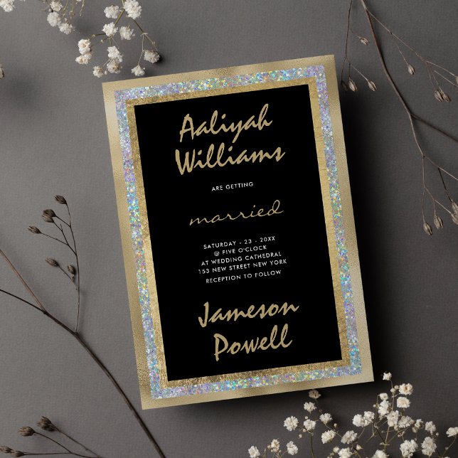 Invitation Mariage calligraphie manuscrite en or noir (Black silver gold handwritten calligraphy wedding)