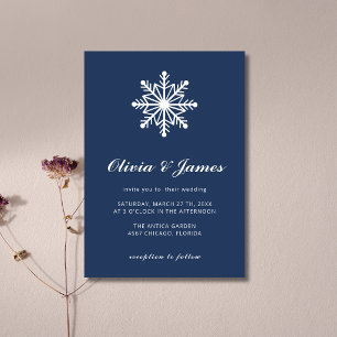 Invitation Mariage Calligraphié Minimaliste Flocon de Neige B