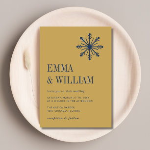 Invitation Mariage calligraphié minimaliste flocon de neige o