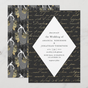 Invitation Mariage calligraphié sur le thème de Paris en noir