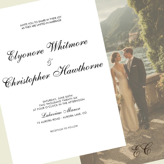 Invitation Mariage Calligraphique Classique Timeless Noir et  (Créateur téléchargé)