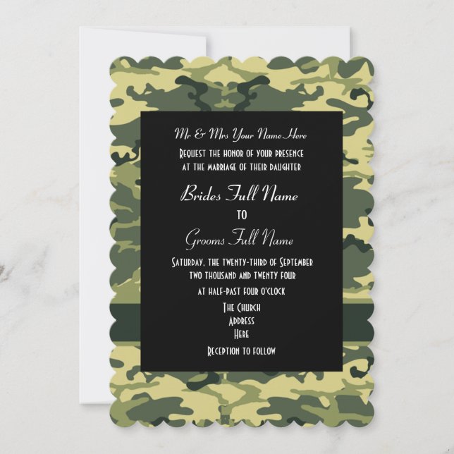 Invitation Mariage camo de l'armée (Devant)