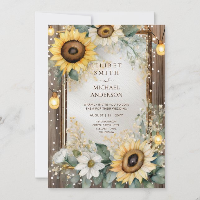 Invitation Mariage campagnard Anniversaire Baby shower Retrai (Devant)