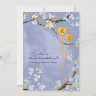 Invitation Mariage campagnard bleu rustique monogramme