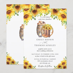 Invitation Mariage campagnard Casquette des bottes Sunflower 