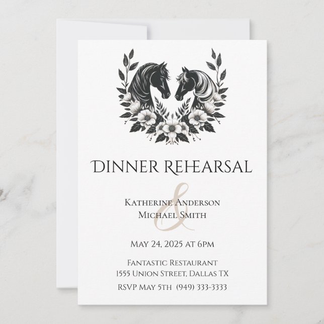 Invitation Mariage campagnard-Chevaux et fleurs (Devant)