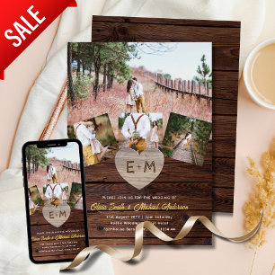 Invitation Mariage campagnard   Collage photo en dentelle de