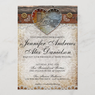 Invitation Mariage campagnard de grange rustique