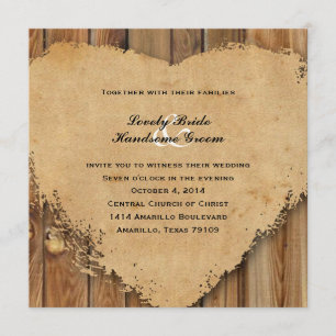 Invitation Mariage campagnard de style Coeur décoré avec goût