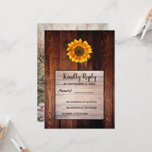 Invitation Mariage campagnard de tournesol aquarelle RSVP pho