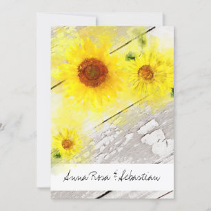 Invitation *~* Mariage campagnard de tournesol Vintage rustiq