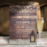 Invitation Mariage campagnard d'éclairage à cordes de lantern<br><div class="desc">Barne rustique Luminaires à cordes de lanterne Pays Floral Invitations de mariage.</div>
