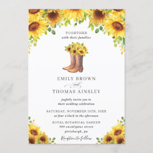 Invitation Mariage campagnard des bottes de Tournesol Russe
