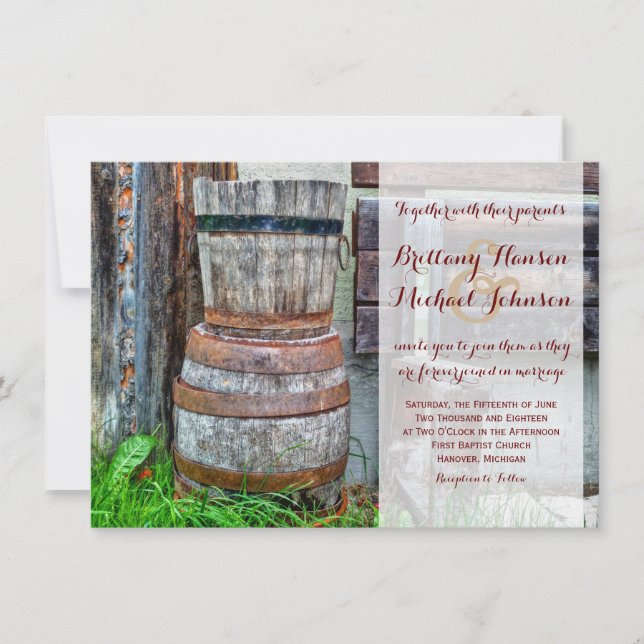 Invitation Mariage campagnard en bois russe (Devant)