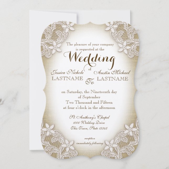 Invitation Mariage campagnard Heirloom (Devant)