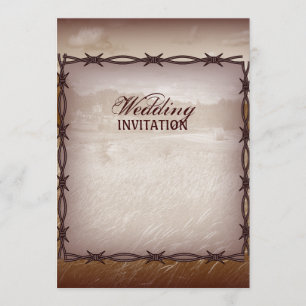 Invitation mariage campagnard occidental de barbelé