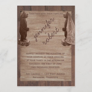 Invitation Mariage campagnard Ours en bois de grange Invitati