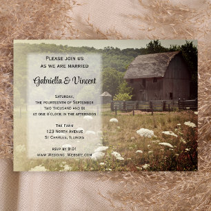 Invitation Mariage campagnard patiné rustique