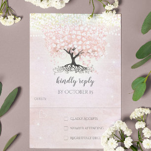 Invitation Mariage campagnard RSVP pour feuilles d'arbre de c