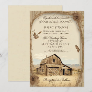 Invitation Mariage campagnard rustique