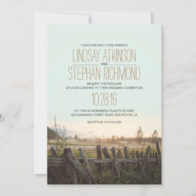 Invitation mariage campagnard rustique (Devant)