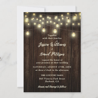Invitation Mariage campagnard Rustique à cordes de bois