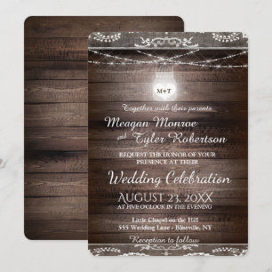 Invitation Mariage campagnard rustique avec le pot de