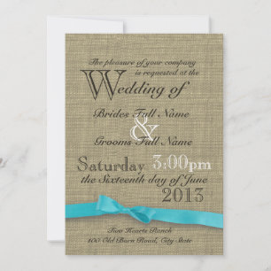 Invitation Mariage campagnard rustique Burlap et Bow